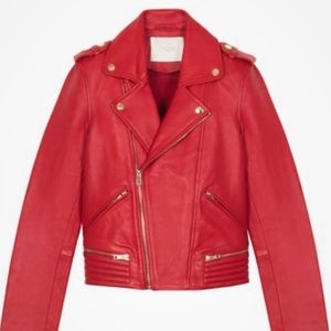 Maje Red Leather Jacket